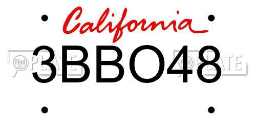 3BBO48 California License Plate