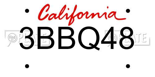 3BBQ48 California License Plate
