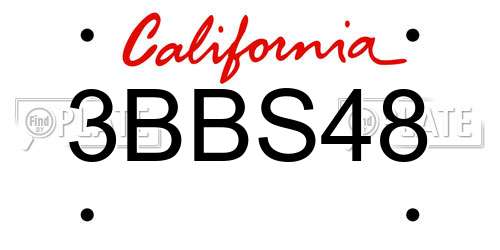 3BBS48 California License Plate