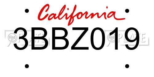3BBZ019 California License Plate