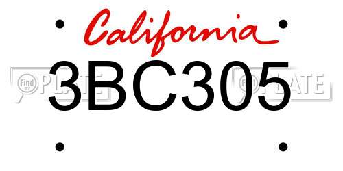 3BC305 California License Plate
