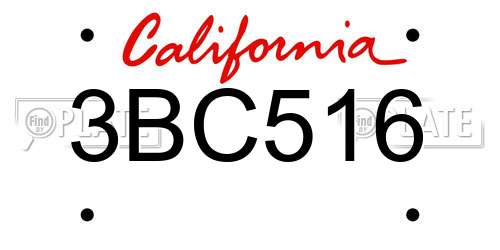 3BC516 California License Plate