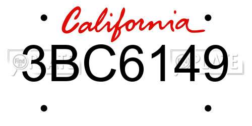 3BC6149 California License Plate