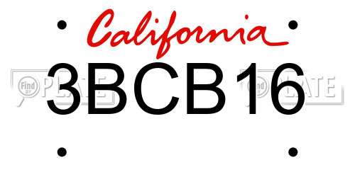 3BCB16 California License Plate