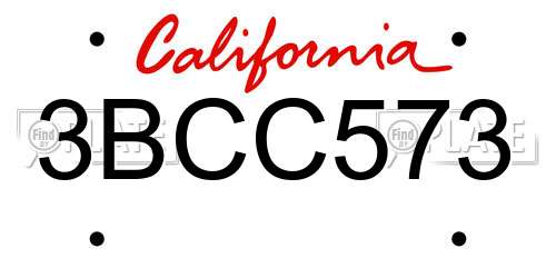 3BCC573 California License Plate