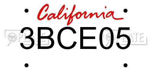 3BCE05 California License Plate