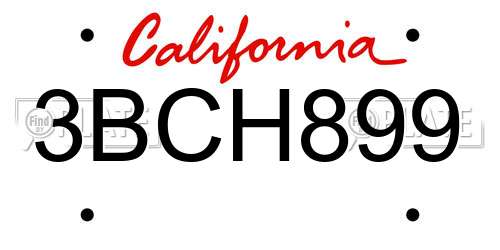 3BCH899 California License Plate