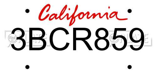 3BCR859 California License Plate