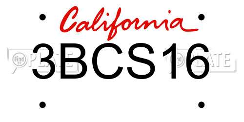 3BCS16 California License Plate