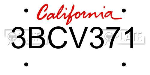 3BCV371 California License Plate