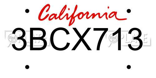 3BCX713 California License Plate