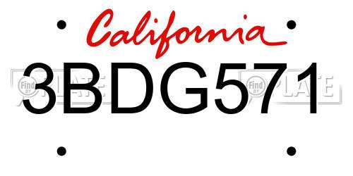 3BDG571 California License Plate