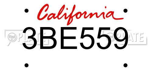 3BE559 California License Plate