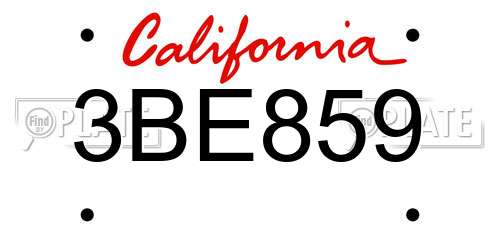 3BE859 California License Plate