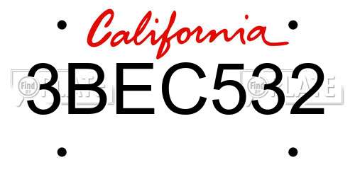 3BEC532 California License Plate