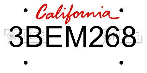 3BEM268 California License Plate