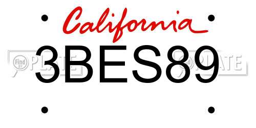 3BES89 California License Plate