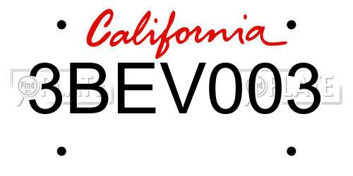 3BEV003 California License Plate