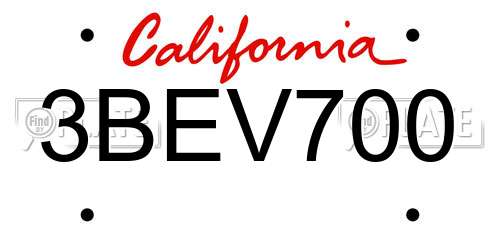 3BEV700 California License Plate