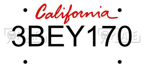 3BEY170 California License Plate