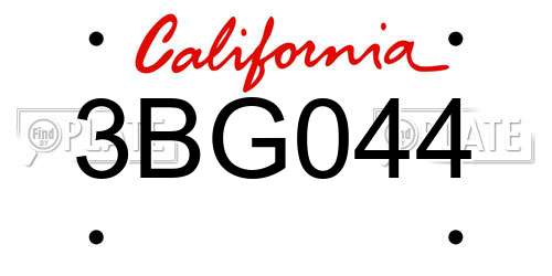 3BG044 California License Plate