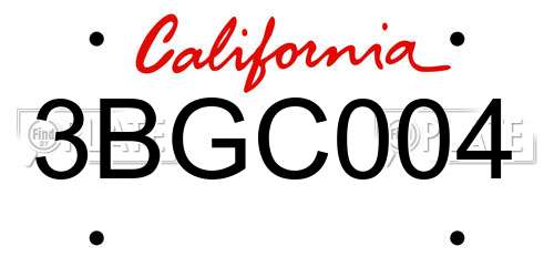 3BGC004 California License Plate