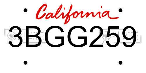 3BGG259 California License Plate
