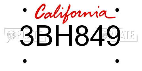 3BH849 California License Plate