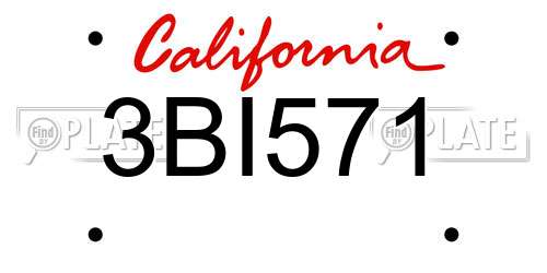 3BI571 California License Plate