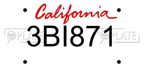 3BI871 California License Plate