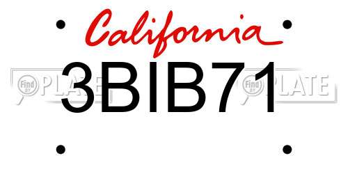 3BIB71 California License Plate