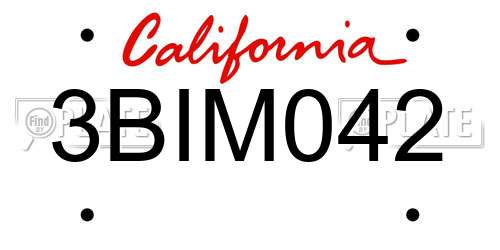 3BIM042 California License Plate