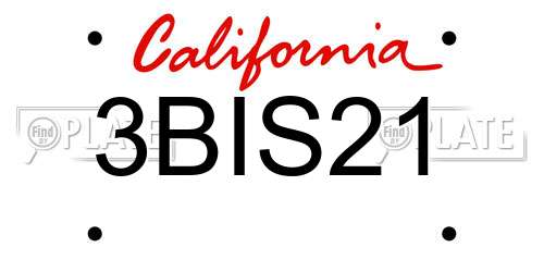 3BIS21 California License Plate