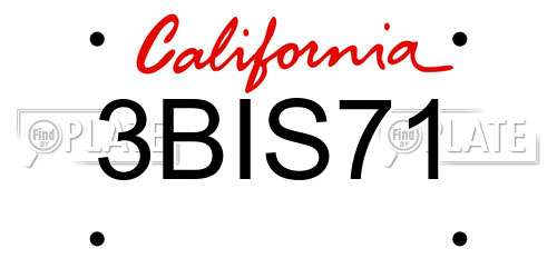 3BIS71 California License Plate