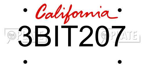3BIT207 California License Plate