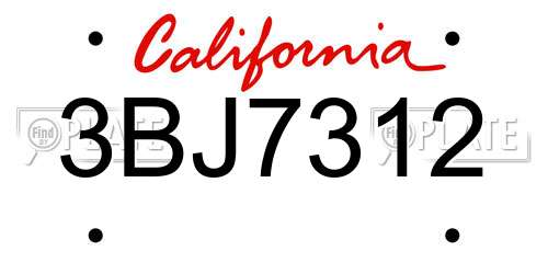 3BJ7312 California License Plate