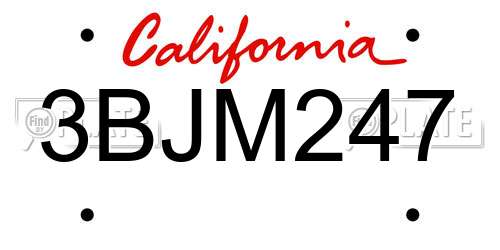 3BJM247 California License Plate
