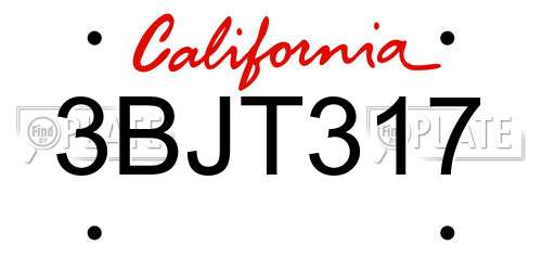 3BJT317 California License Plate