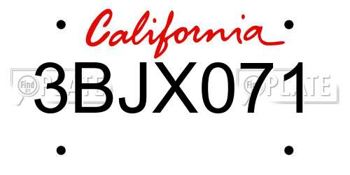 3BJX071 California License Plate