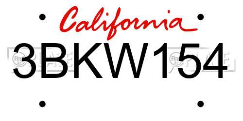 3BKW154 California License Plate