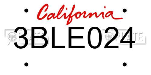 3BLE024 California License Plate
