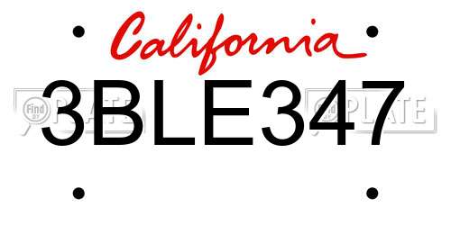 3BLE347 California License Plate