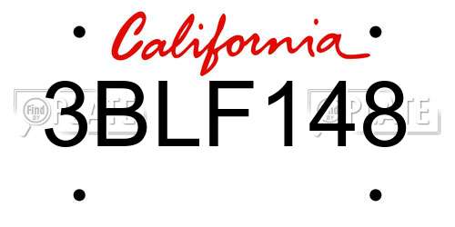 3BLF148 California License Plate