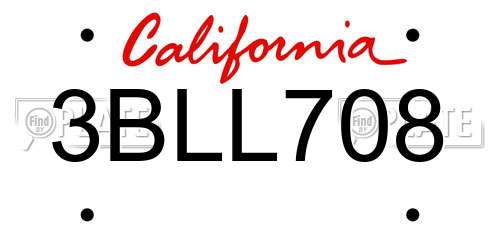 3BLL708 California License Plate