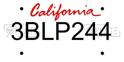 3BLP244 California License Plate