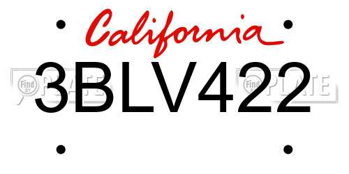 3BLV422 California License Plate