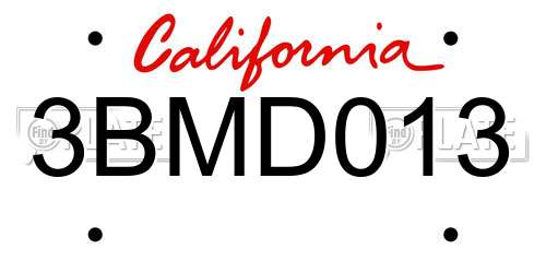 3BMD013 California License Plate