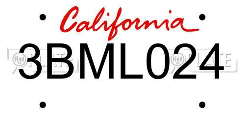 3BML024 California License Plate