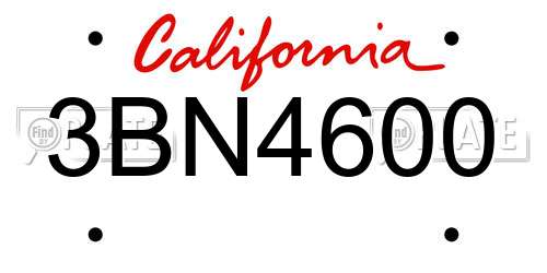 3BN4600 California License Plate