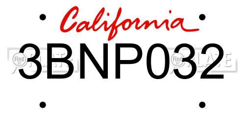 3BNP032 California License Plate